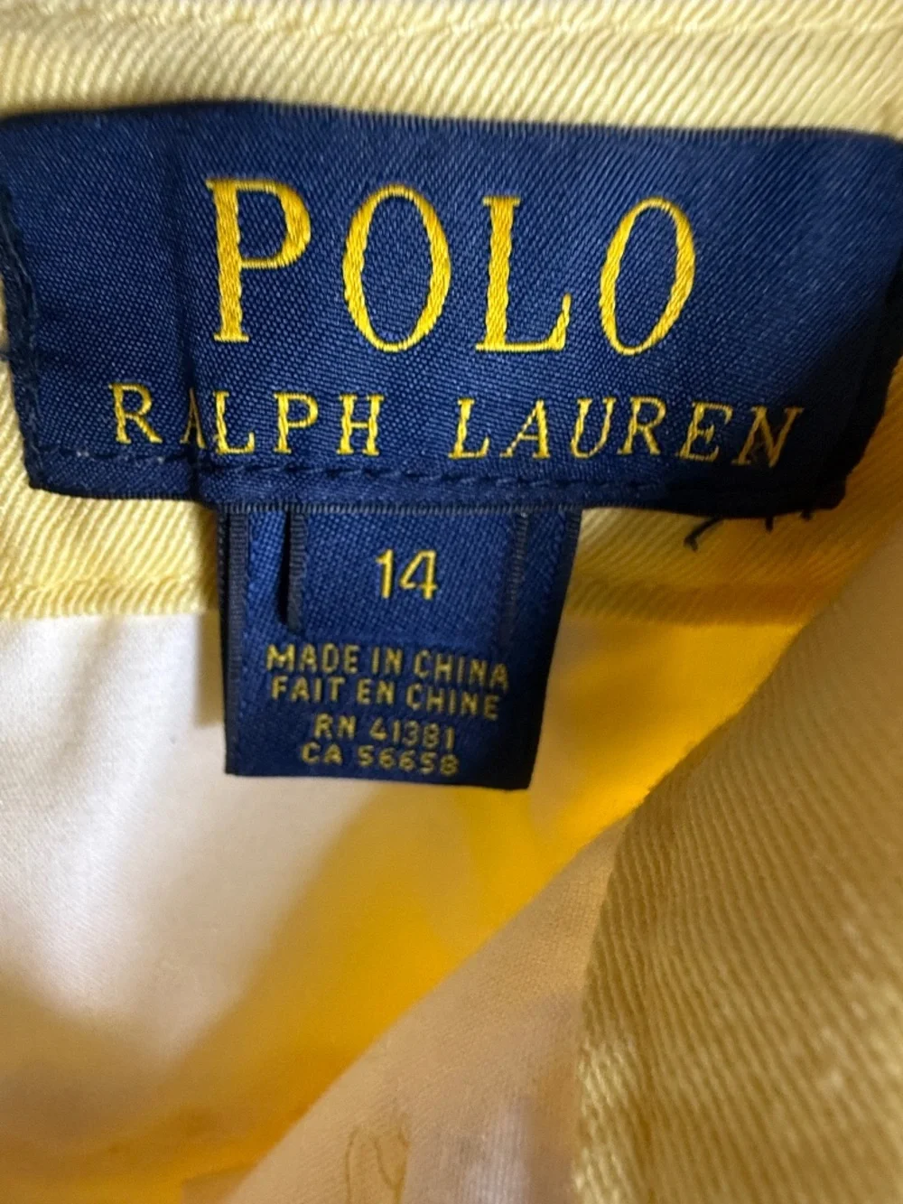 Polo Ralph Lauren Yellow Chino Shorts Size 14 | Classic‎ Prep Summer Shorts